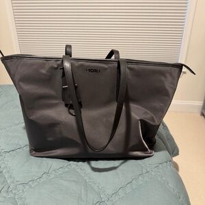 Tumi Black Nylon Tote Bag with Leather Straps